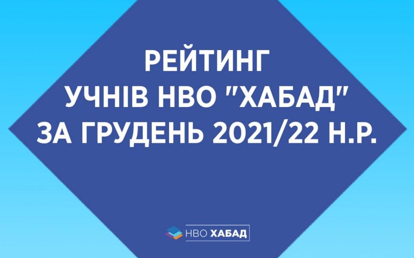 Рейтинг учнів НВО “ХАБАД” за грудень  2021/22 н.р.