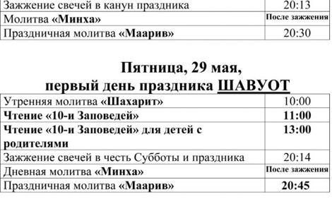 ВРЕМЕННОЕ ОТКРЫТИЕ СИНАГОГИ НА ПРАЗДНИК ШАВУОТ! Расписание